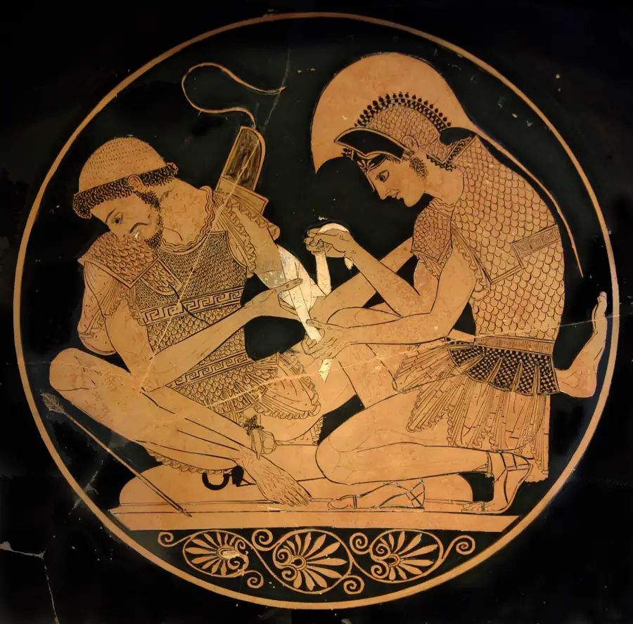 Achilles and Patroclus kylix (Sosias, c. 500 BCE)