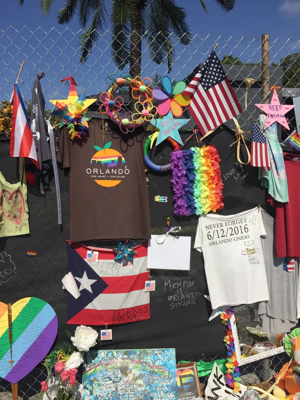 Street memorial in Orlando commemorating those killed at Pulse